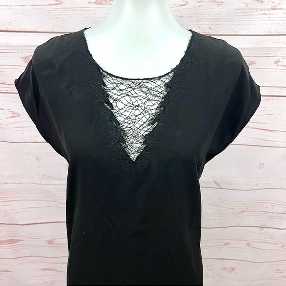 Madison Marcus Silk Dolman Sleeve Embroidered Lace Arrow Neck Shift Dress - Picture 4 of 11